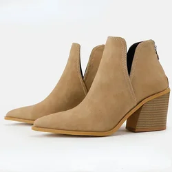Autumn Winter Casual Western Cowboy Ankle Boots Women Snake Cowgirl Booties Short Cossacks Botas High Heels Shoes