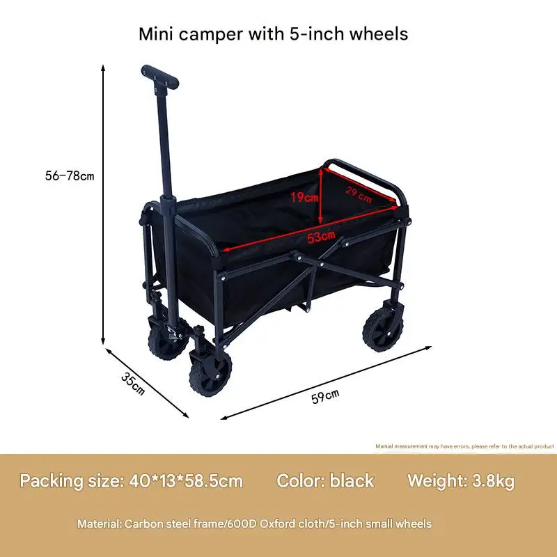 Custom Logo 10-Inch Foldable Wagon Portable Table Foldable Car Night Market Stall Trolley Platform Easy-Carry Hand Cart Camping