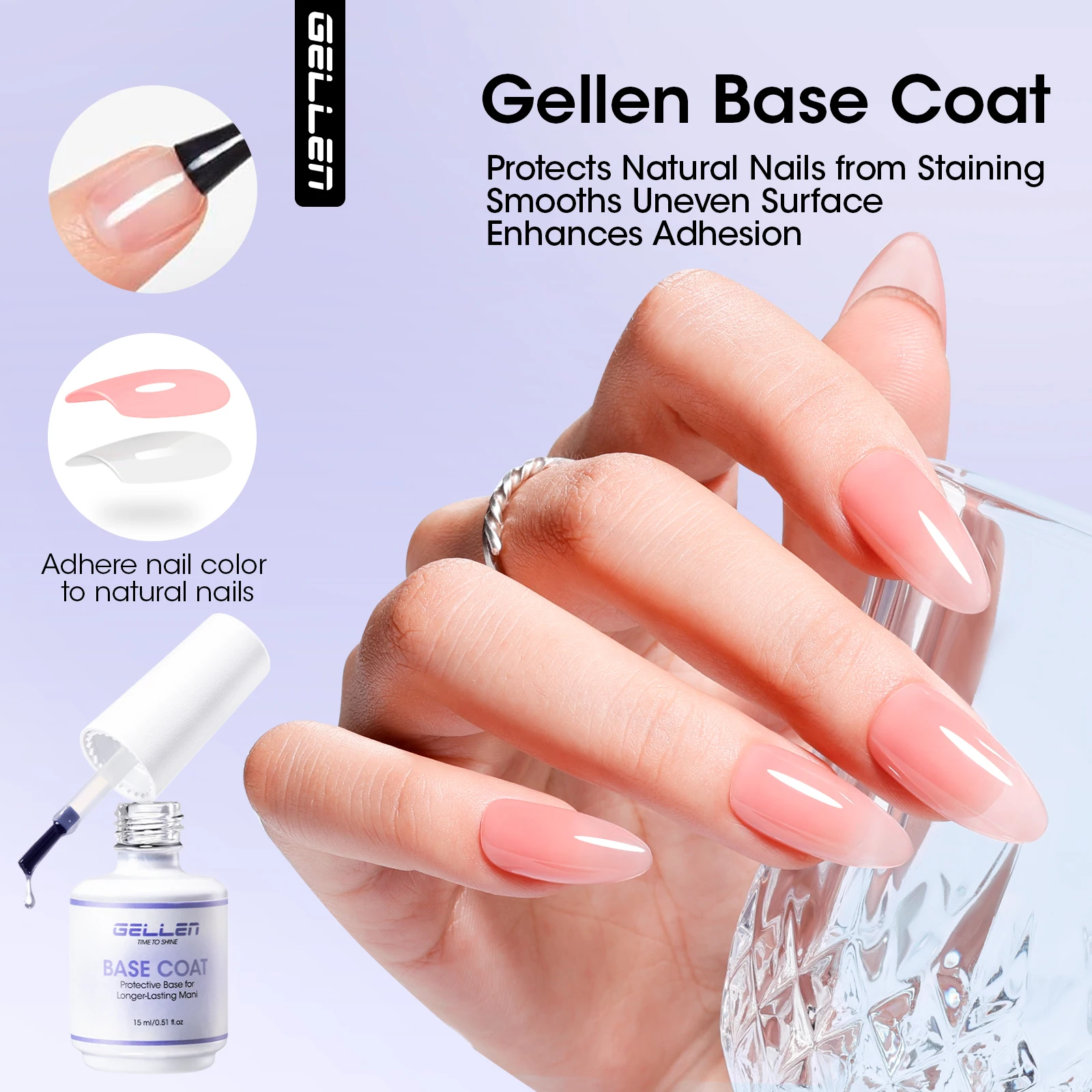 GELLEN جل طلاء الأظافر قاعدة معطف معطف فوقي عدة خالية من الهيما لا مسح نقع قبالة علاج الأظافر واضحة لتقوم بها بنفسك مجموعة تشذيب الأظافر هدايا عيد الميلاد #2