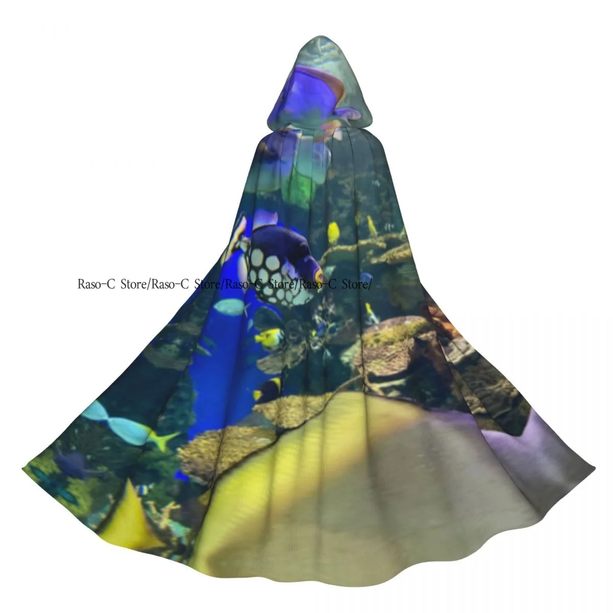 

Плащ с капюшоном из подводной тропической рыбы и кораллов, полиэстер, унисекс, накидка ведьмы, аксессуар для костюма