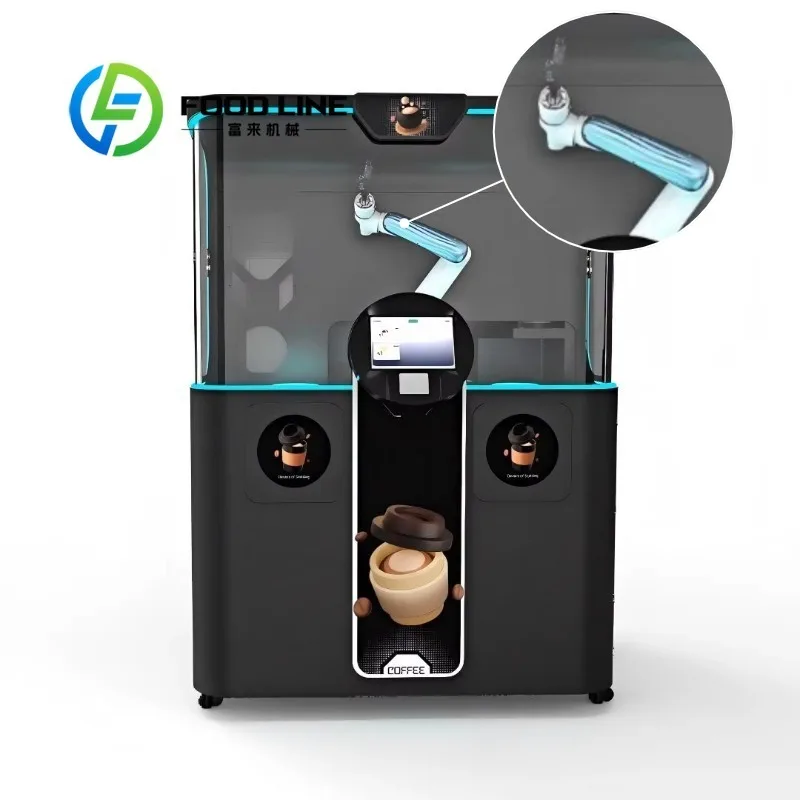 Robot Barista Coffee Vending Machine with SDK & QR Code Credit Card Payment Outdoor Use Touchscreen & Cloud-Based Management