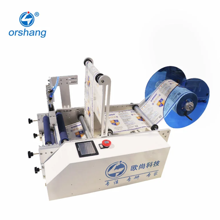 Orshang Self Adhesive Round Label Machine Labeling Machine for Plastic Bottles Semi Automatic Bottle Labeling Machine