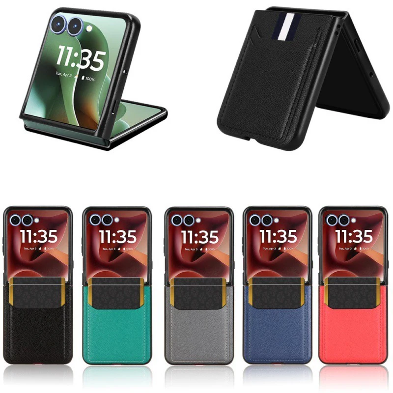 

Чехол для Samsung Galaxy Z Flip 7 FE, роскошный кожаный чехол-кошелек личи, складной чехол для Samsung Galaxy Z Flip 7 FE, задняя крышка