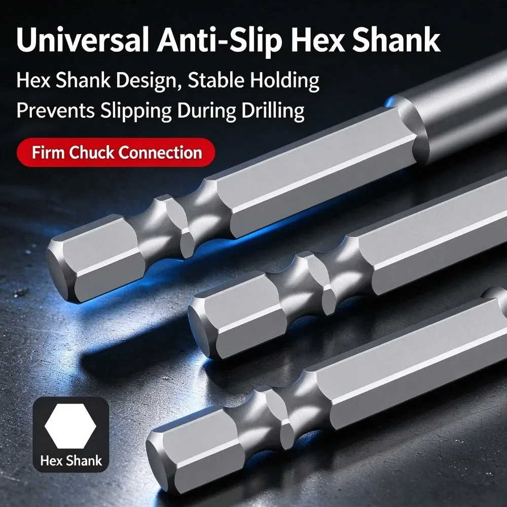Carbide 4-Flute Saw Drill Bit, Hex Anti-slip Shank, for Tile Ceramic Glass Concrete Brick Wood Metal, 6/8/10/12mm Drill Bit