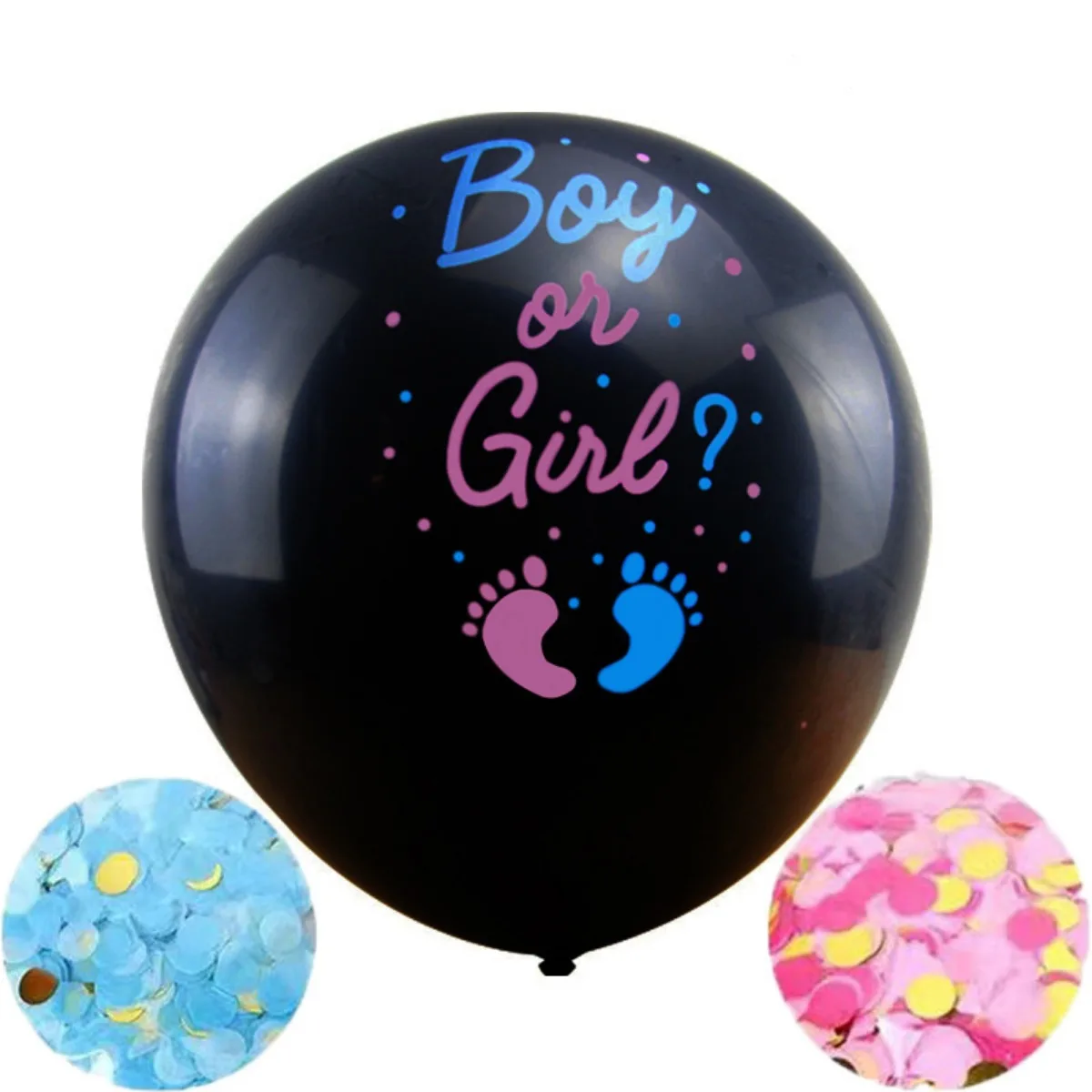 

Gender Reveal Balloons 36 Inch Black Boy or Girl Balloon with Pink and Blue Heart-Shaped Confetti for Gender Reveal Party Decor
