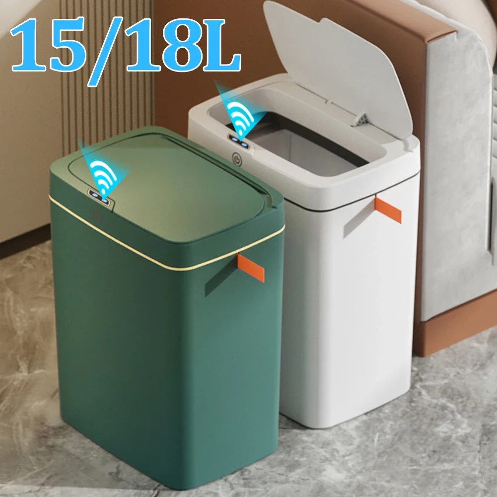 Smart Trash Can Automatic Sensor Garbage Can 15/18L Rectangular Wastebin Infrared Induction USB Charging Trash Bin Smart Home