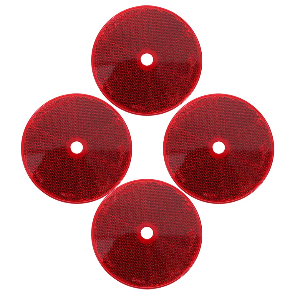 4 Pcs Reflector Reflective Warning Reflectors for Driveway Red Trailer Round Car Entrance