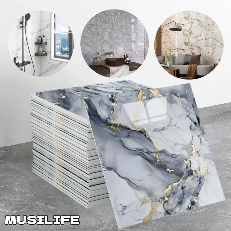 

Imitation Tile Self-adhesive Wall Stickers Waterproof Thickened Marble Wallpaper for Kitchen Living Room Bedroom Home Decoration