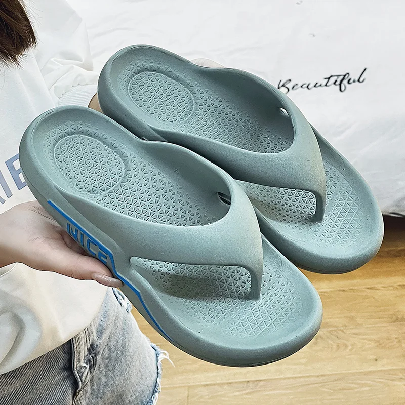 Flip Flops Mens Thong Sandals Summer 2021 New Female Shoes Thick Bottom EVA Non-slip Slide Slippers Outdoor Indoor Couples Shoes