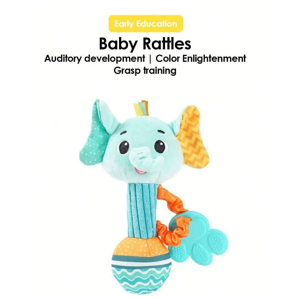 Plush Toy Teether Baby Rattles Soft Stuffed Animal Cloth Rattle Ball  Training Educational Sensory Toys