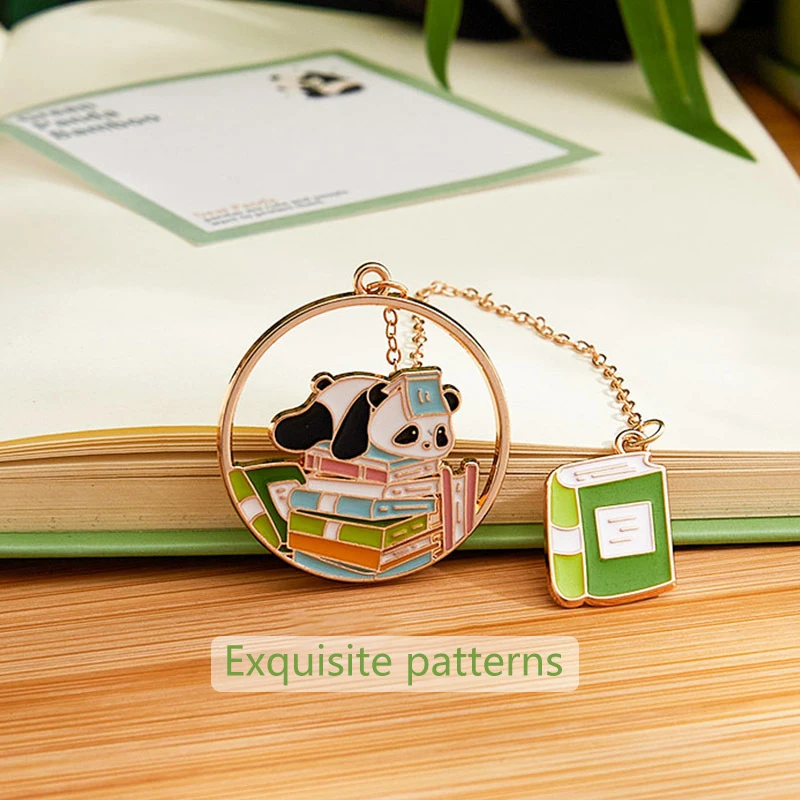 Metal Bookmarks Cute Cartoon Panda Book Page Pendant Creative Student Stationery Advanced Sense Reading Book Page Holder