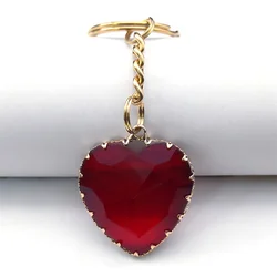 Goth Red Heart Crystal Key Chain Holder for Women Men Stainless Steel Keyring Car Bag Accessories Jewelry Gift For Lovers KXS04