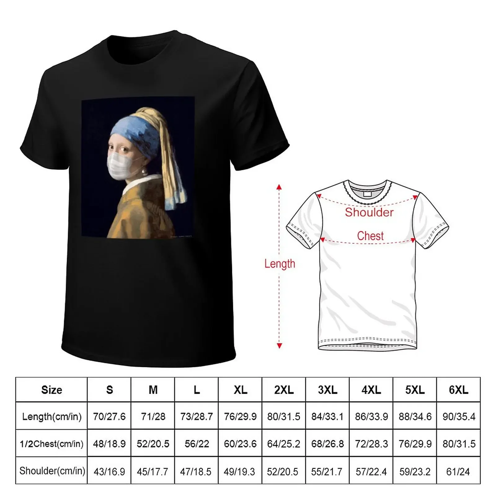 Famous Painting Girl with a Pearl Earring Wearing Mask T-Shirt for a boy boys animal print Men's clothing