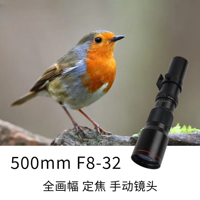 500Mm F8-32 black, full frame size manual super telephoto fixed focus lens, adjustable aperture, various bayonets