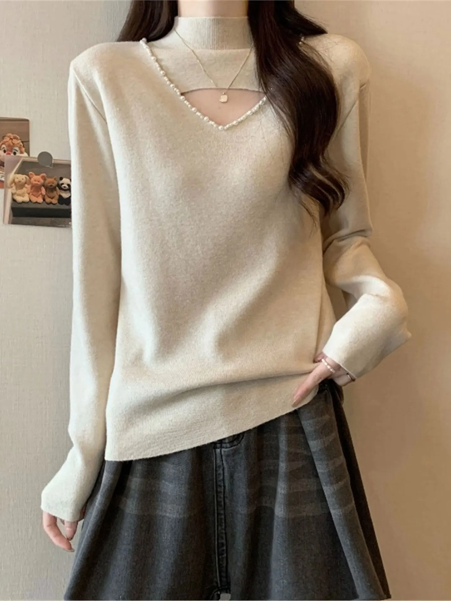 

Женский вязаный ажурный базовый свитер, зимний свитер больших размеров, скрывает живот, дизайн, ощущение, высокое качество