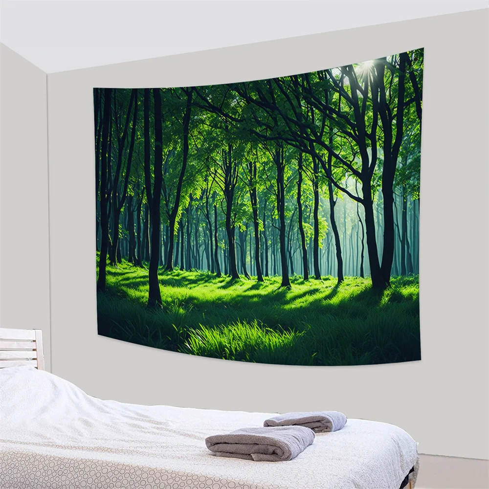 Natural Landscape Tapestry Forest Mountain Tapestries Bohemian Psychedelic Home Living Room Bedroom Wall Hanging