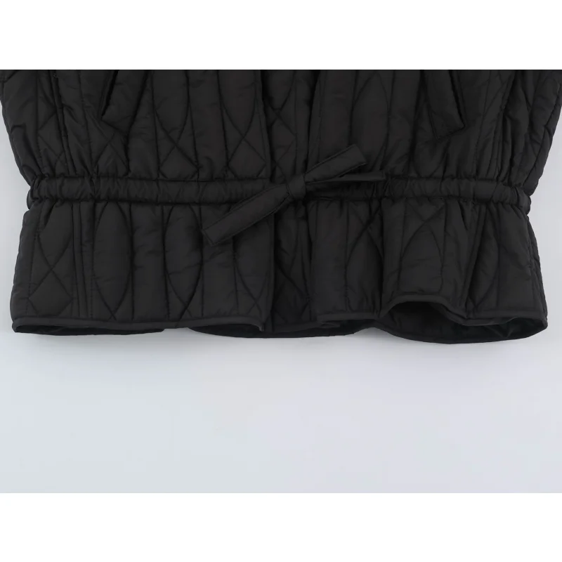 Damen-Freizeitjacke aus Baumwolle in Unifarbe mit Stehkragen, einzigartigem Designer-Look, Kordelzug in der Taille, lockerer Schnitt, Damen-Reißverschluss-Oberbekleidung – Detail 11