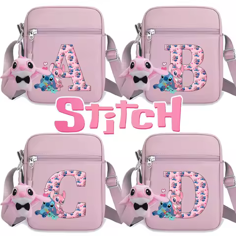 Lilo Stitch Crossbody Bags Pendant Set Cartoon Nylon Shoulder Bags Double-deck Storage Bag Man Woman Square Bags Sports Bag Gift