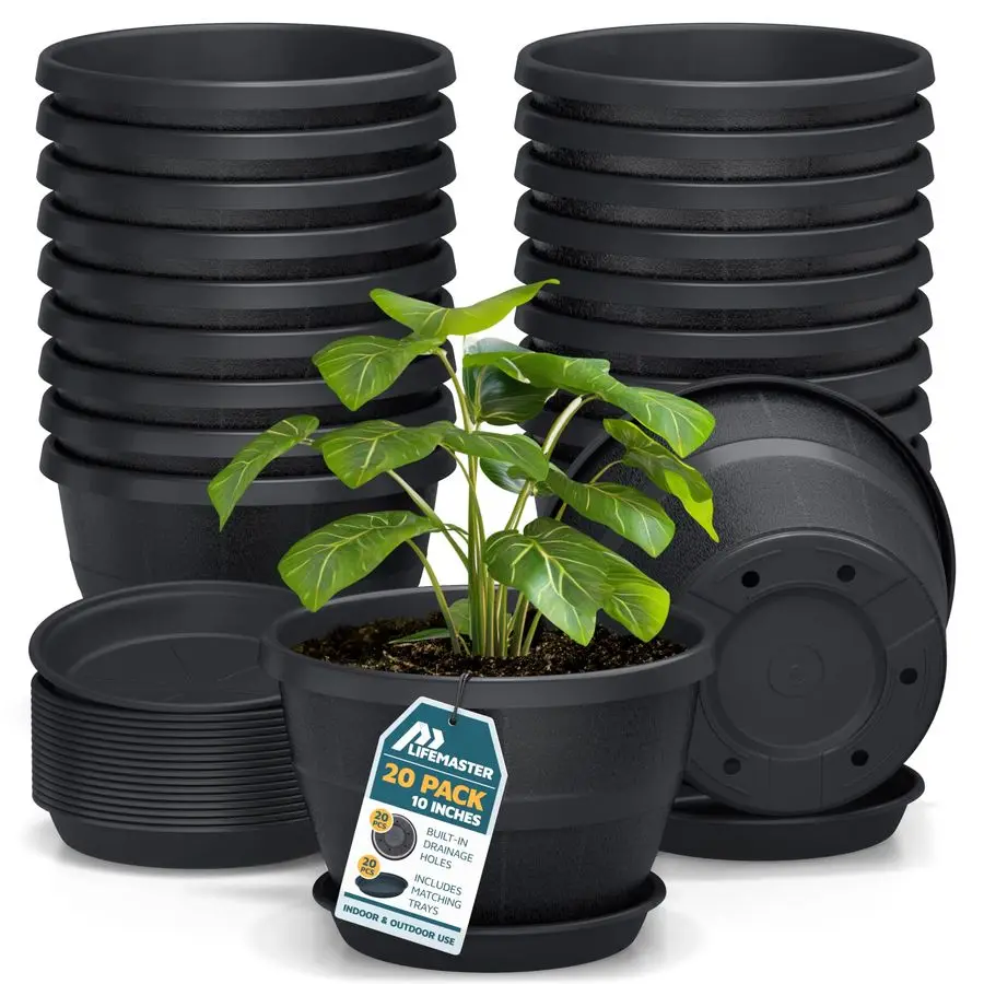 

Кашпо из пластиковых бутылок для виски, набор из 20 штук, прочные пластиковые горшки для растений для использования в помещении и на улице, с дренажем и поддонами, легкие