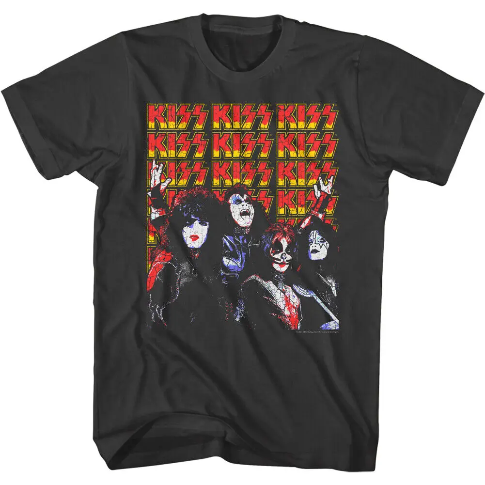 Kiss Band T-Shirt Music Gene Simmons Lots Of Logos New Smoke Cotton Official