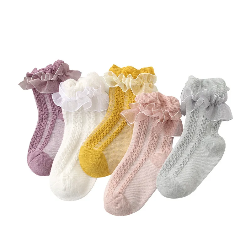 

1~12Y 5pairs/lot Girls Lace Socks Children Kids Mesh Thin Baby Princess Ankle Sock Summer Spring