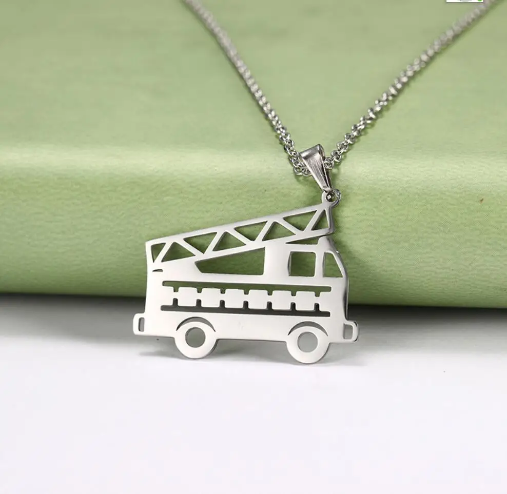 1PC Chain Necklace Women Stainless Steel Truck Firefighter Engine Hydrant Fire Pendant Gift Fashion Jewelry Cute Necklace F1181