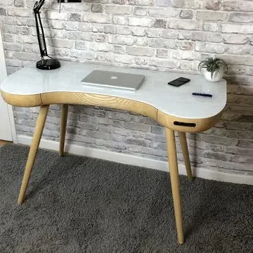 Hooqu закаленное стекло кабинет умная офисная мебель AUX динамик консольные столы беспроводная зарядка компьютер Hi-Fi музыкальный дуговой стол с