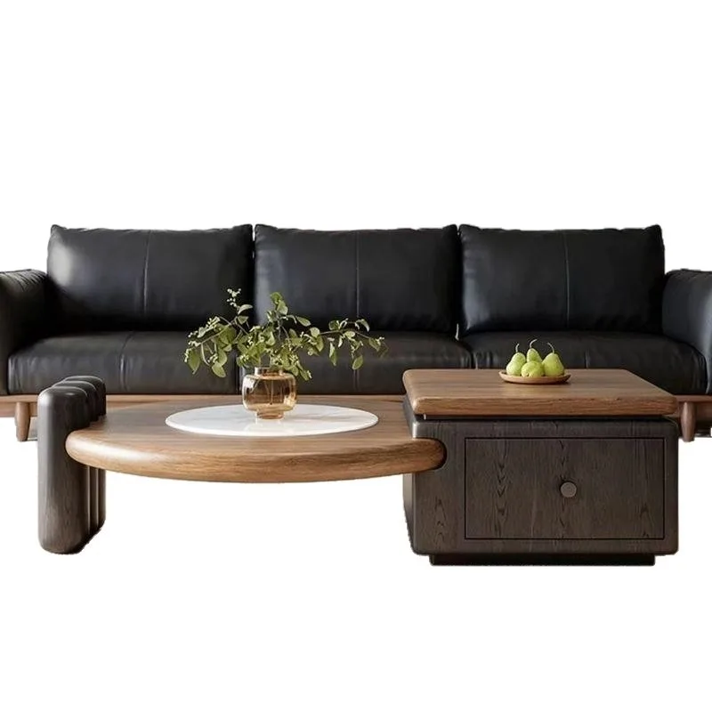 Thickened walnut coffee table combination apartment living room simple light luxury