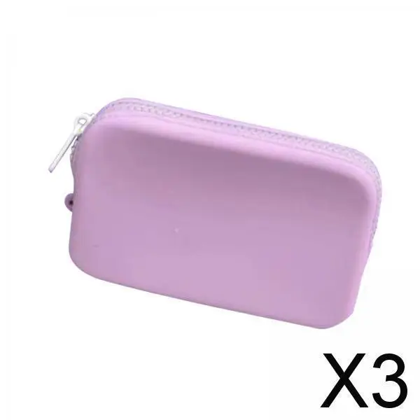 

3xSilicone Insert Purse for Beach Tote Bag Card Holder Waterproof Card Case Light Purple