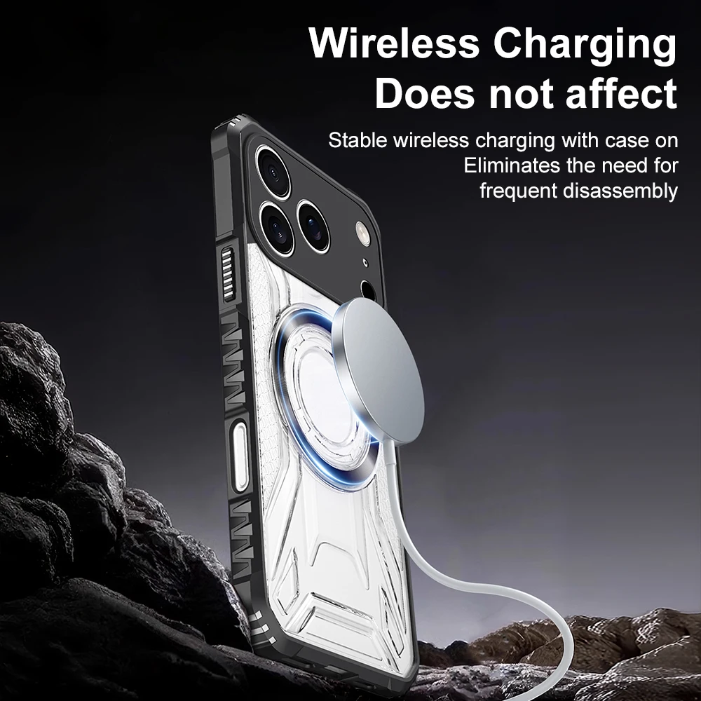 Transparent Rugged Phone Case For Apple iPhone 18 17 16 15 14 13 12 Pro Max 11 Air Cases  With Alloy Magnetic Ring Anti‑Drop