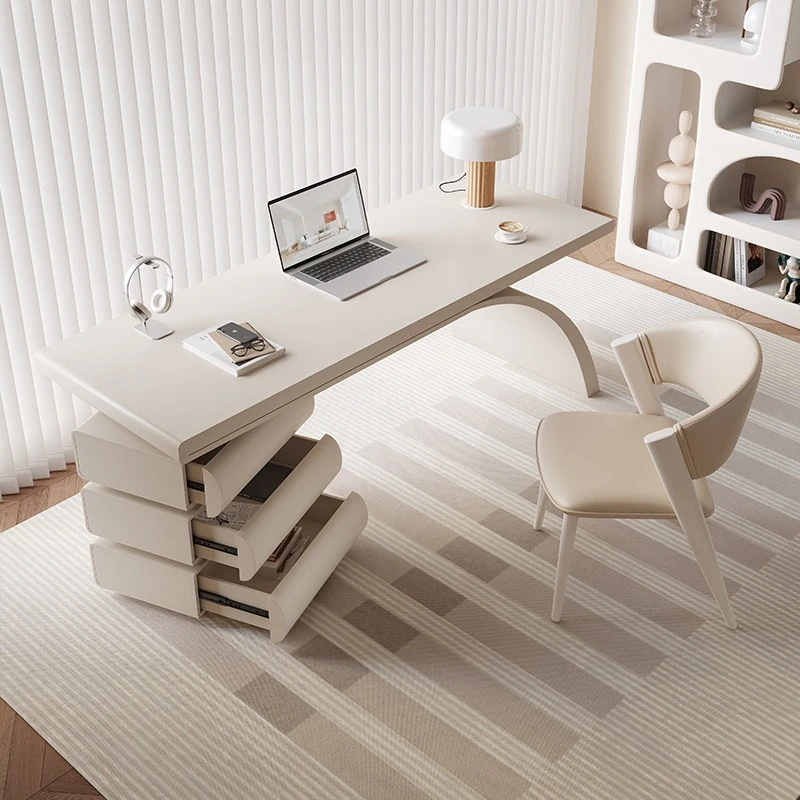 Modern simple light luxury office table advanced cream style Desk multi-functional practical escritorio Office furniture