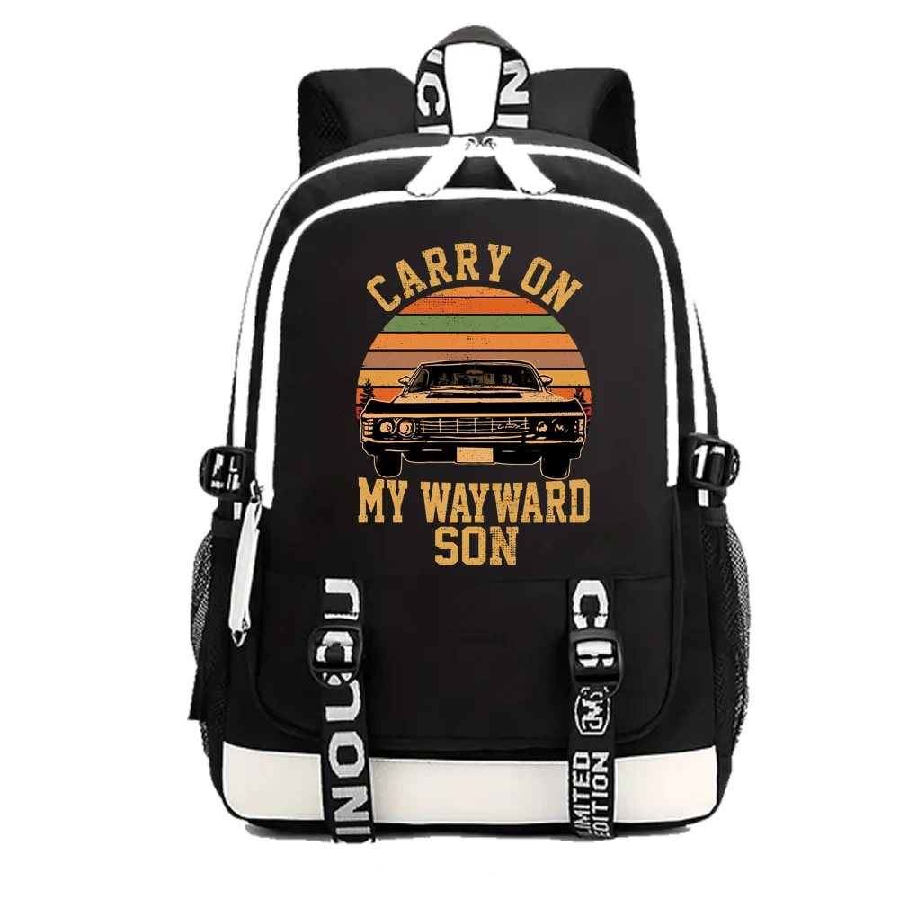 Supernatural Vintage Carry on My Wayward Son Backpack Print Backpacks Girls School Bag for Teenager Laptop Backpack