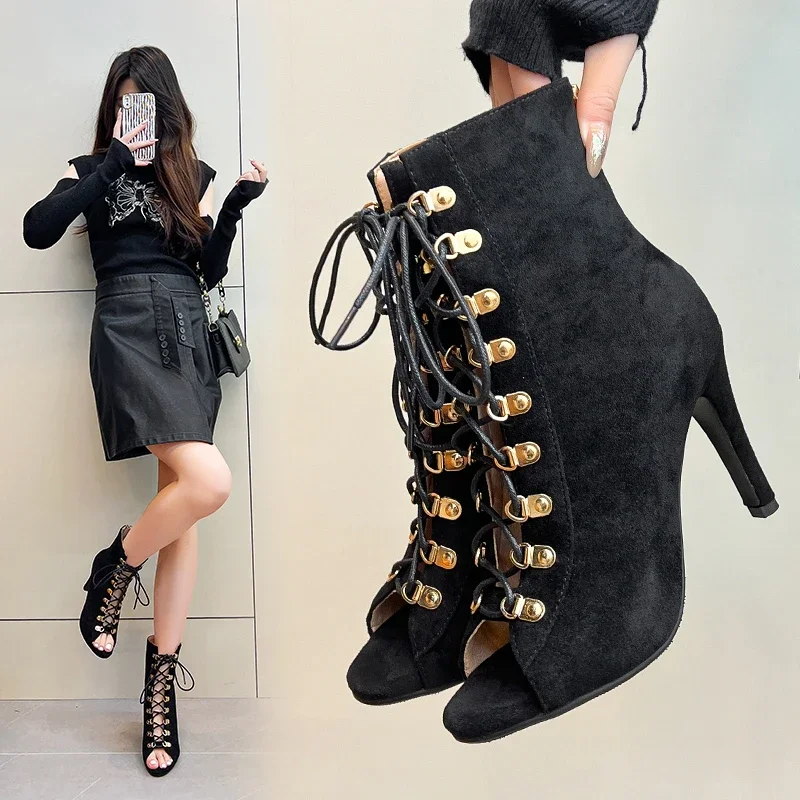 

Fashionable European and American Open Toe High Heel Sandals New Sexy Ball Party Dance Plush Fish Mouth Sandals