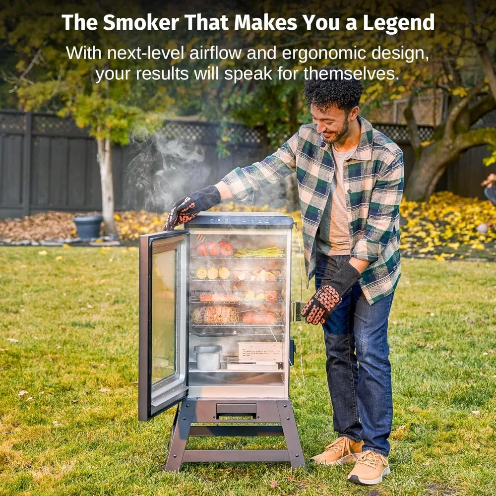 مدخن كهربائي مع ميزان حرارة اللحوم المتكامل وحامل مرتفع لجلسات التدخين الخارجية الممتدة #2