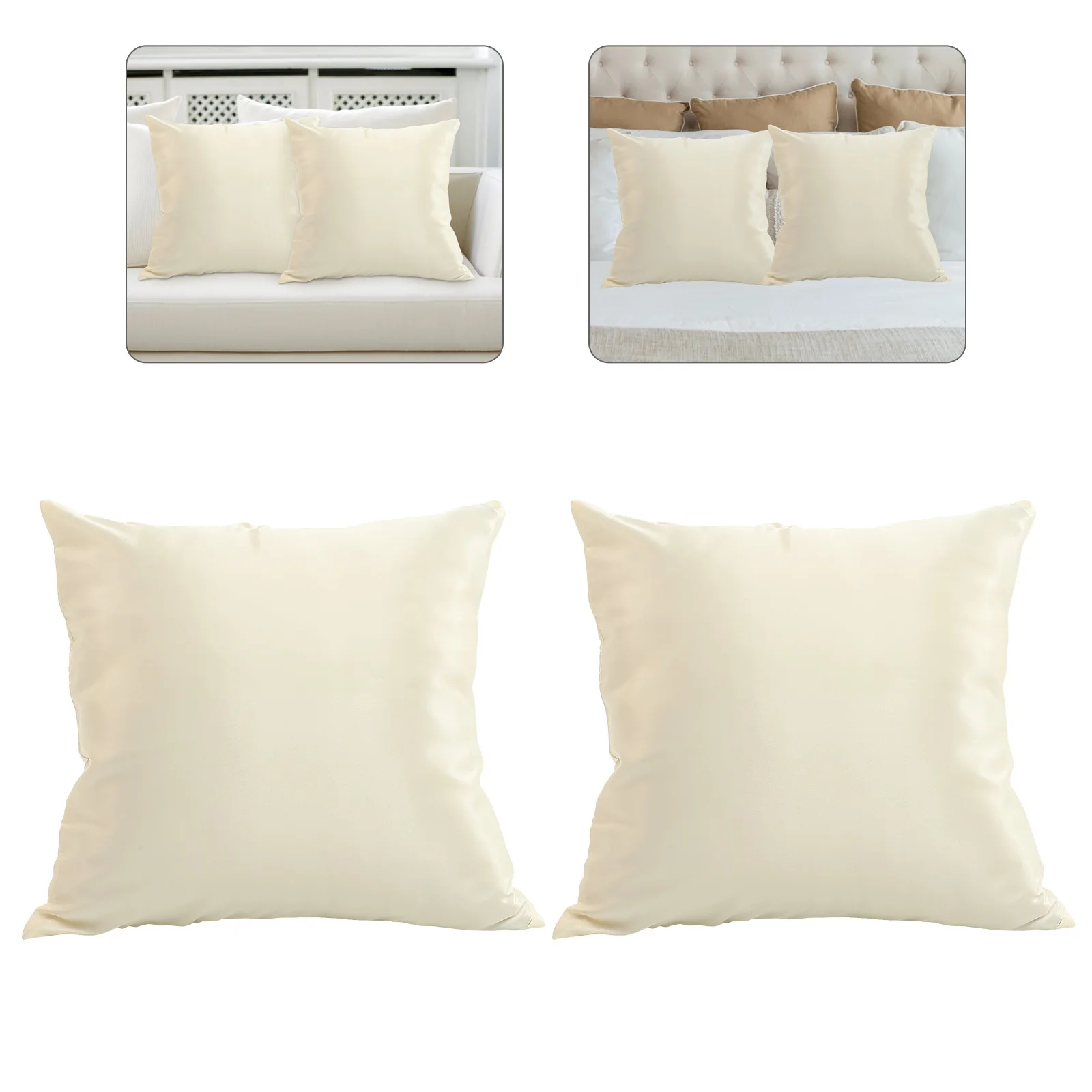 

2pcs Square Pillow Covers Satin Faux Silk Cushion Cover For Sofa Decorative Throw Pillow Case Living Room Bed Home Décor