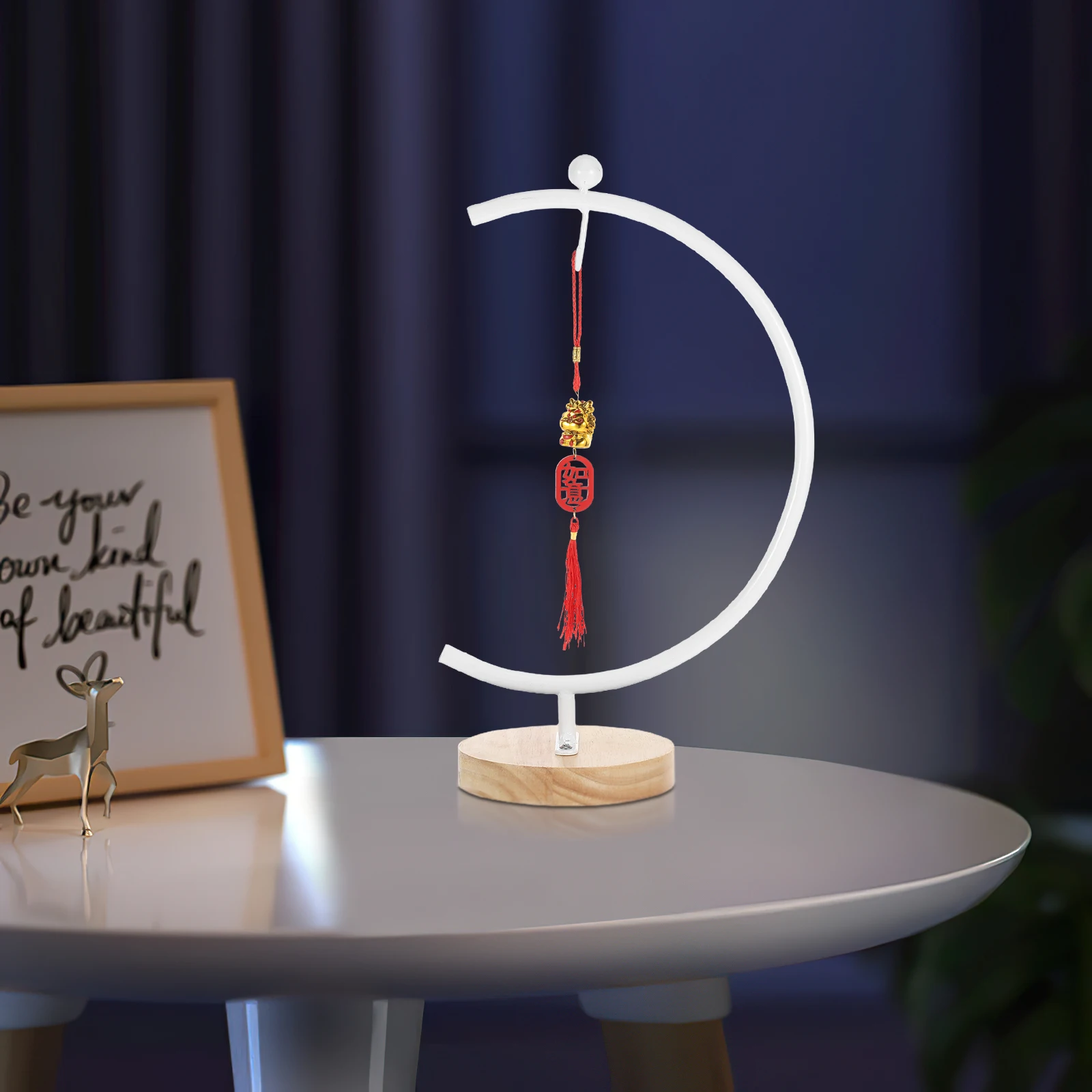 

Space Saving Ornament Display Stand Iron Wooden Base Hanging Glass Vase Holder Globe Hanger For Home Wedding Decor