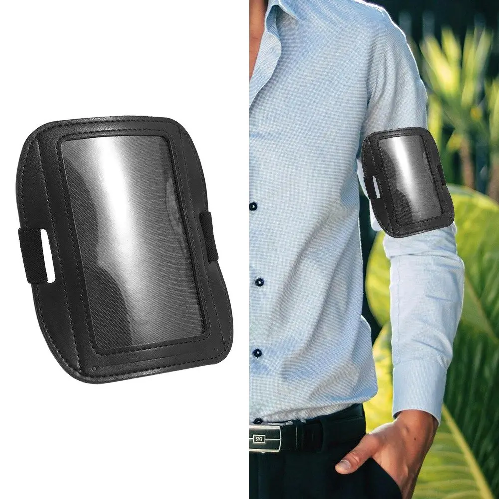 Soporte para insignia de brazo con banda elástica con personalidad, soporte para tarjetas de identificación impermeable ajustable, brazalete elástico negro, funda para tarjetas de identificación para hombres y mujeres