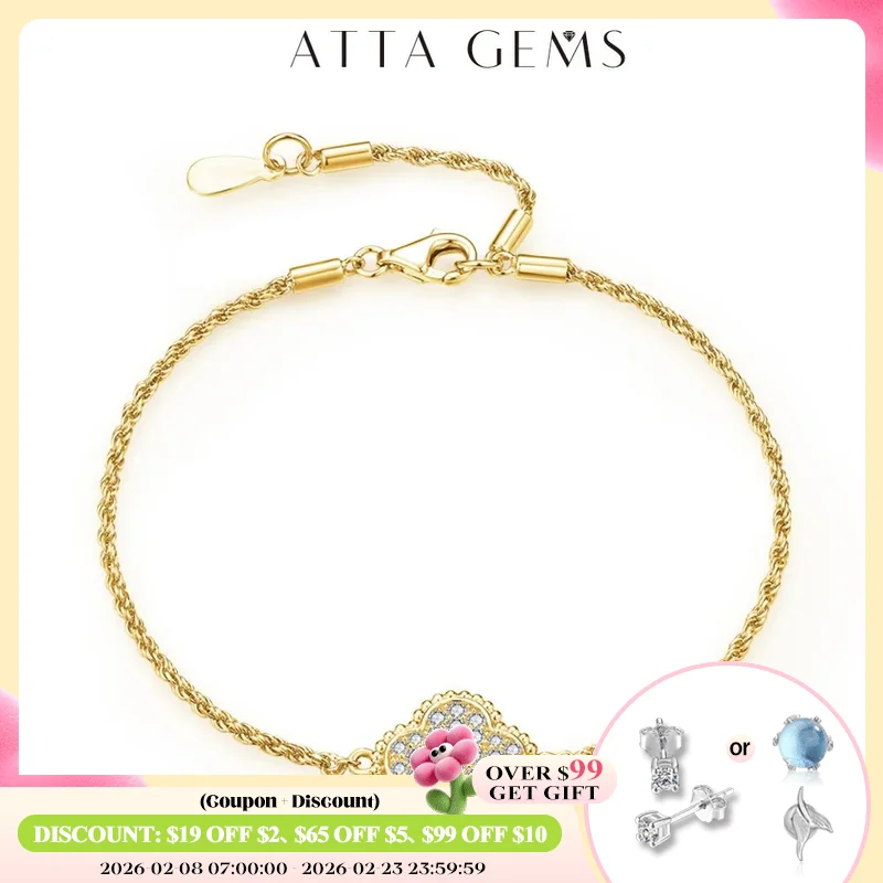 

ATTAGEMS Luxury Bezel Moissanite Bracelet 925 Sterling Silver Chain Bracelets For Women Grils Adjustable Hand Fine Jewelry Gift