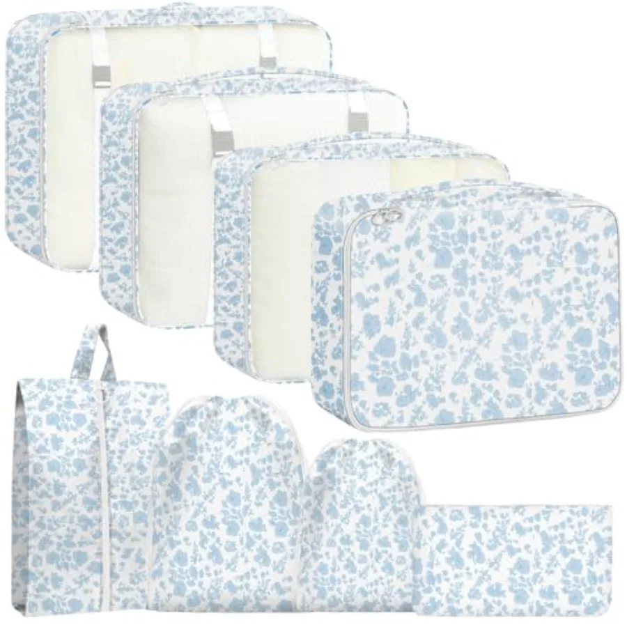 

8 Set Packing Cubes for Travel - Mesh Breathable Luggage Organizer Bags for Suitcases Durable Travel Essentials Storage in Mult