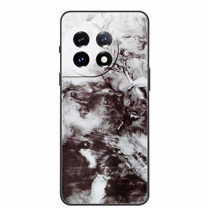 For OnePlus 12 Case Fashion Marble Silicone Black Soft Bumper for One plus 12R Phone Cases on for Oneplus12 5G Luxury TPU Shells