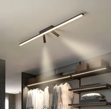 Modern Led Chandeliers With Spotlights Acrylic Black Strip Ceiling Lamps For Living Dining Room Kitchen Corridor Indoor Lighting