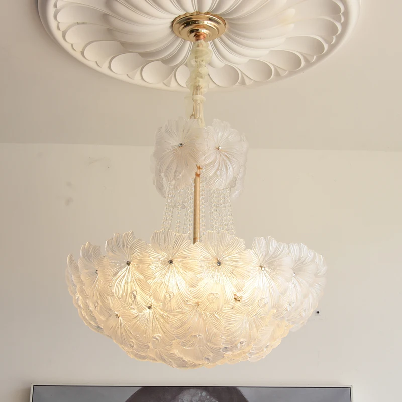 

Modern LED Flowers Ceiling Chandeliers French Cream Style Living Dining Room Pendant Lamp Home Decor Hanging Light Fixtures