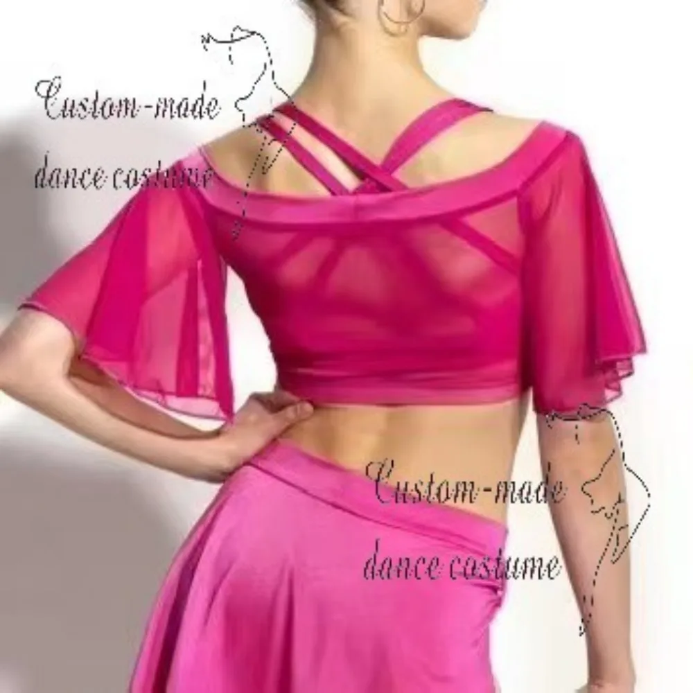 Custom High-Elastic Velvet Lyrical Dance Costumes for Professional Female Dancers, Suitable for Competitions and Stage Performan