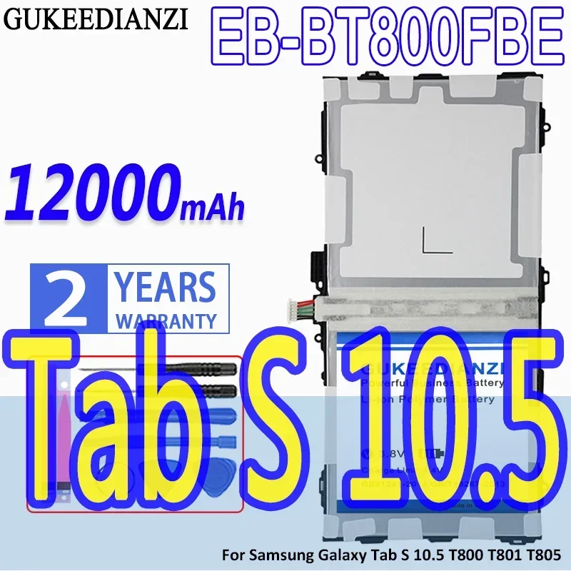 GUKEEDIANZI  12000mAh EB-BT800FBE Battery For Samsung Galaxy Tab S 10.5 T800 T801 T805 Rechargeable Li-ion Tablet PC Batteries