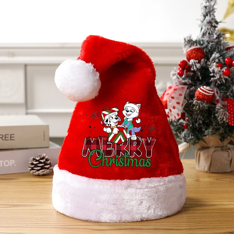 

Paw Patrols Christmas Hat Red Plush Thickened Adult Children's Christmas Hat Christmas Party Decoration Gift Children's Gift