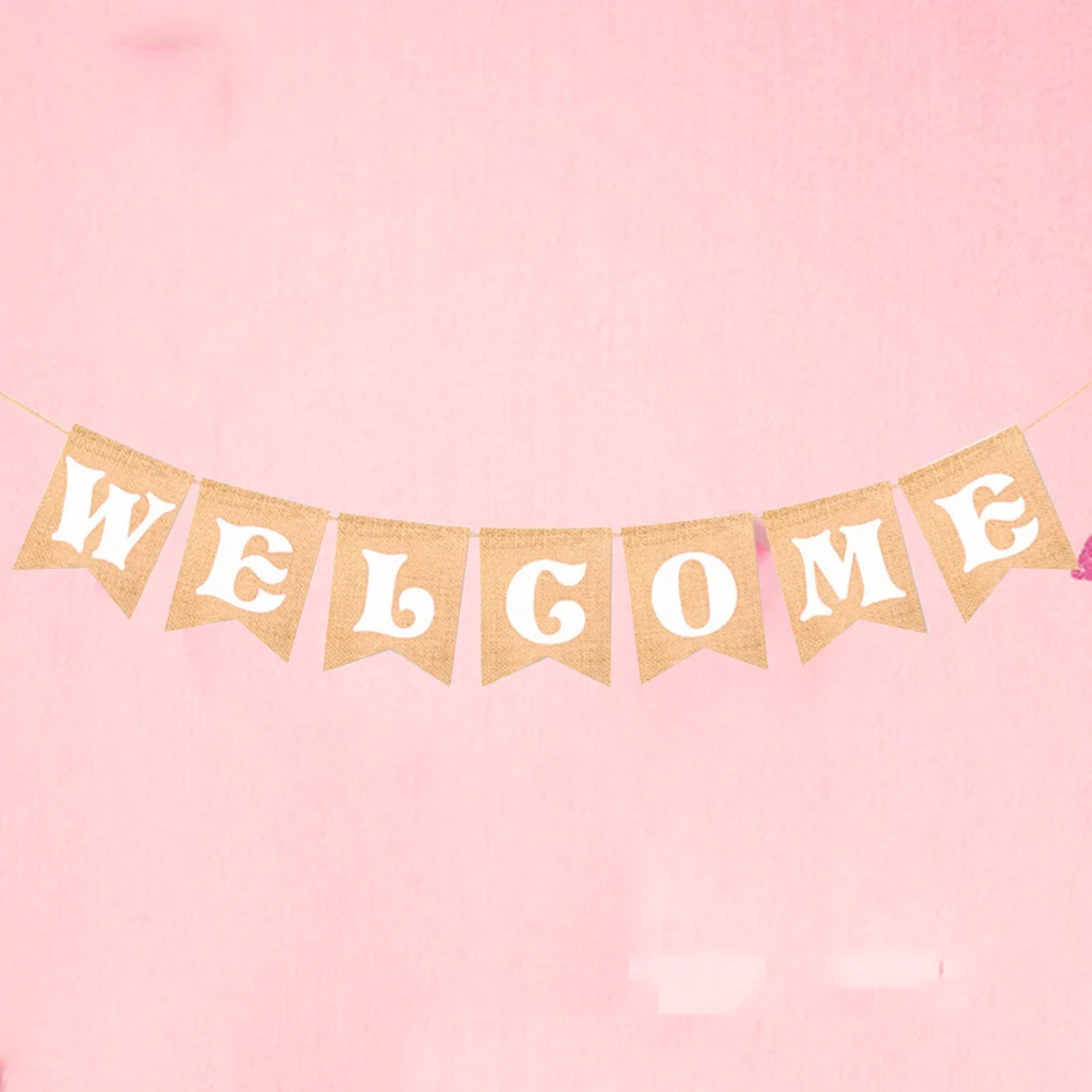 رسالة راية أعلام 5 "عرض × 6.7" H الخيش الرايات للحزب ترحيب ديكور عيد الميلاد الزفاف عطلة جارلاند الديكور #6