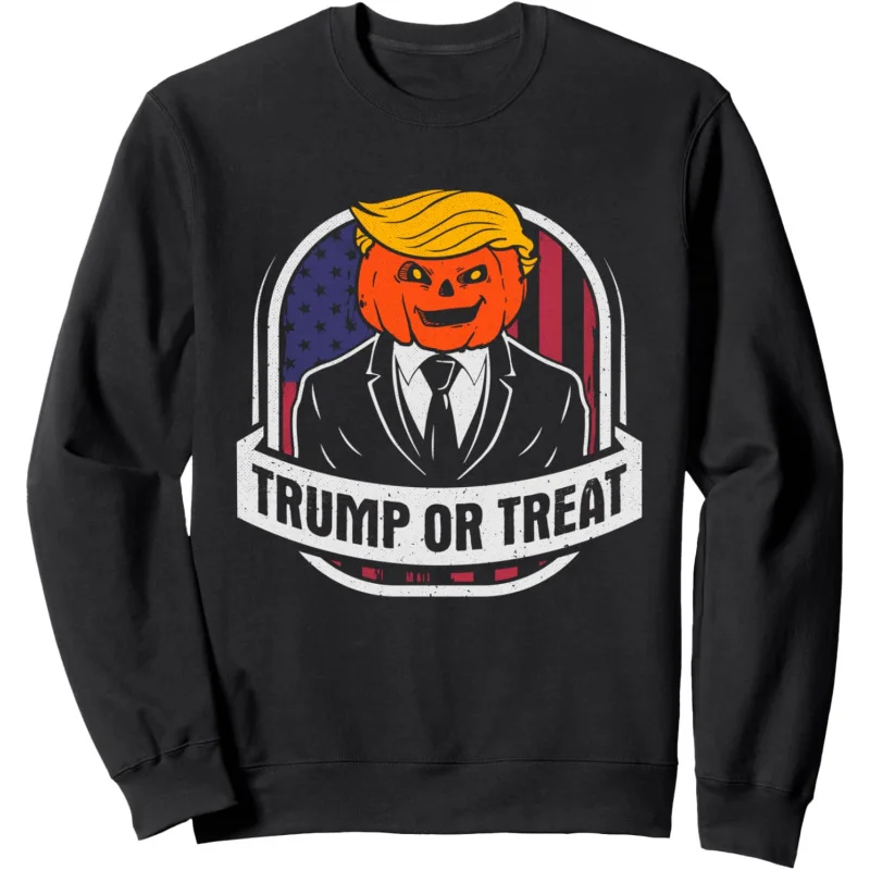 Lustige und interessante Trump- oder Halloween-Sweatshirts, die sowohl für Männer als auch für Frauen in lockerer Übergröße geeignet sind