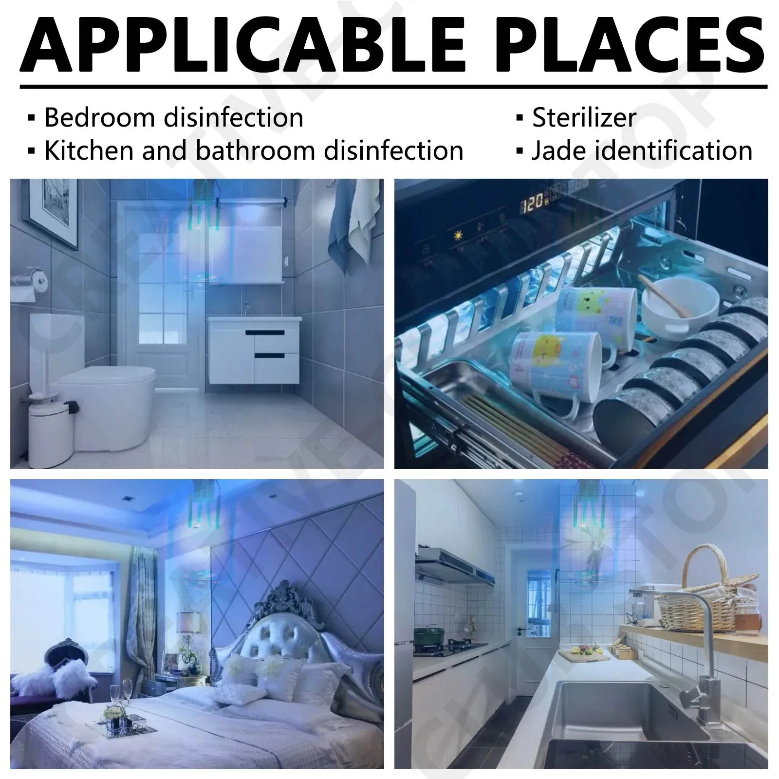 Luci ultraviolette da 3 W Lampada UV DC 12 V Lampada steril Luce germicida 185-254 nm Sterilizzazione per frigorifero Asciugatrice Microonde