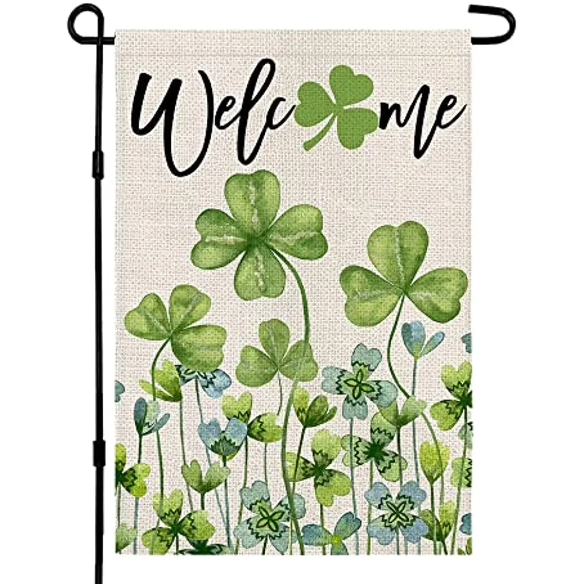 

St Patricks Day Garden Flag 12x18 Inch Double Sided Shamrock Welcome Green Clovers Welcome Outside Small Vertical Holiday Yard