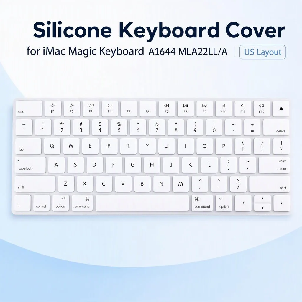 Silicone Keyboard Cover for iMac Magic Wireless Bluetooth Keyboard A1644 MLA22LL/A 2015 US English Layout, 4 Colors Optional